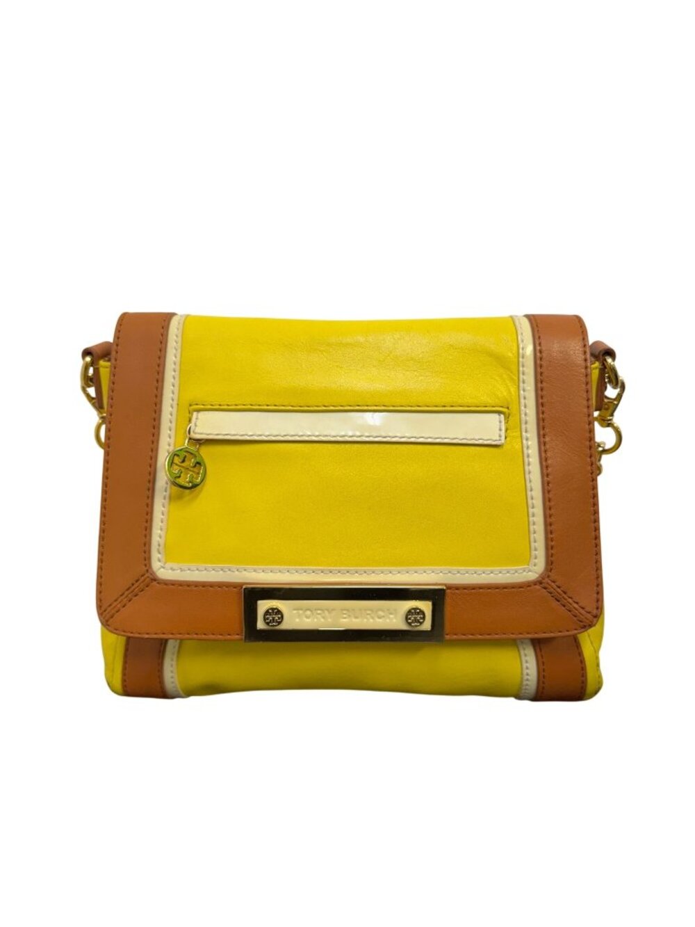 Tory Burch Yellow & Brown Leather Shoulder Bag